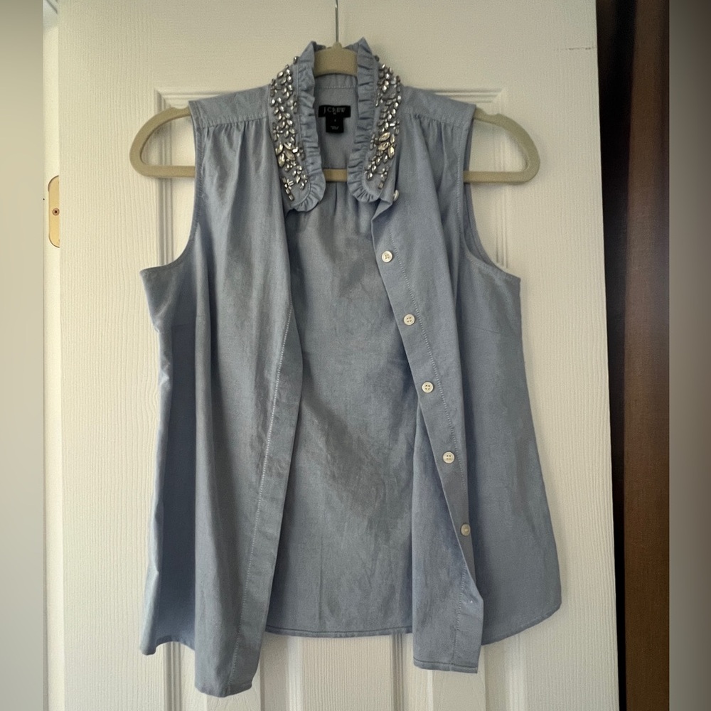 J.Crew sleeveless jeweled button shirt